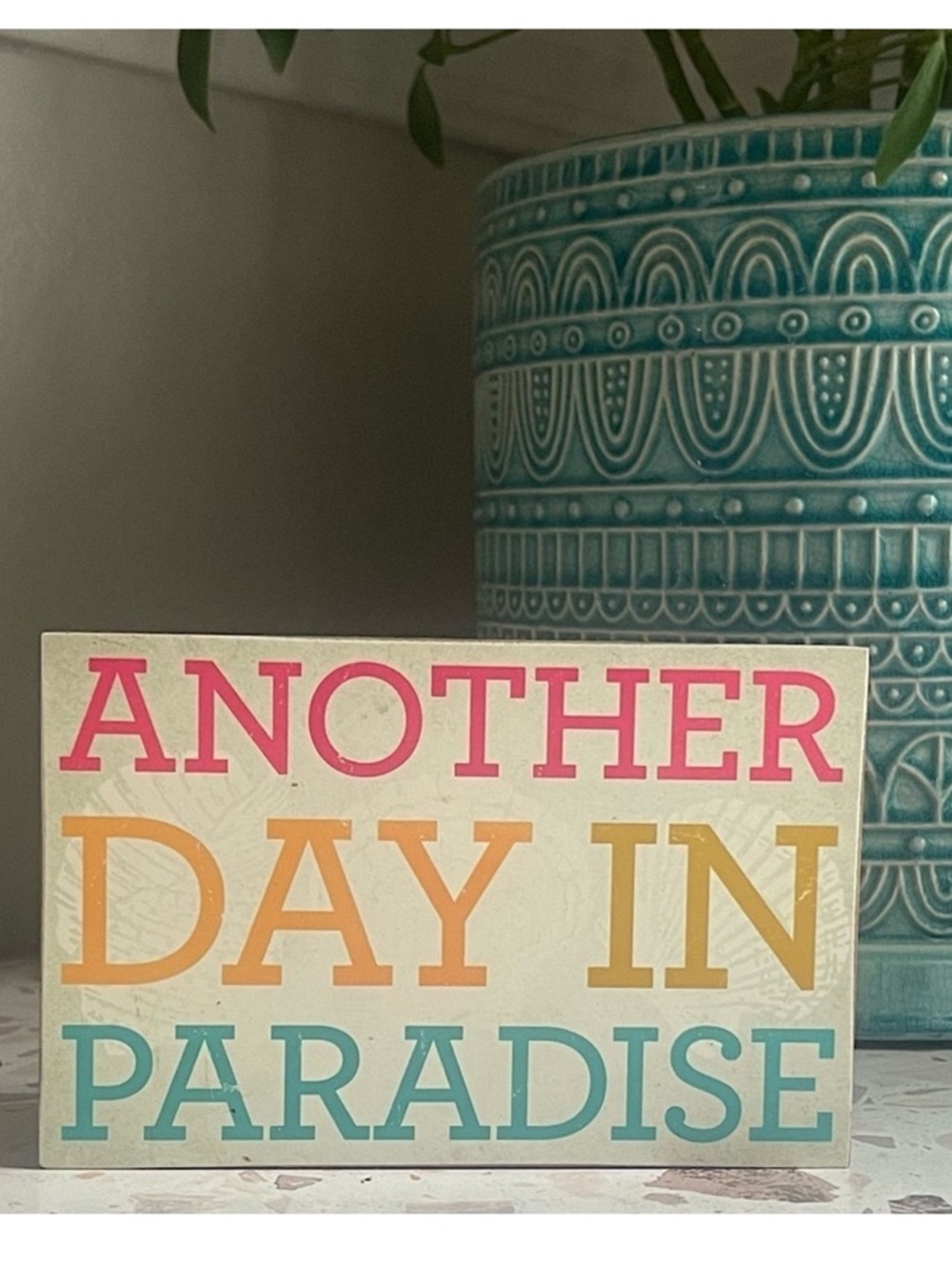 3/$20💥 Home‎ Decor Accent “Another Day In Paradise” Block Sign Island Life